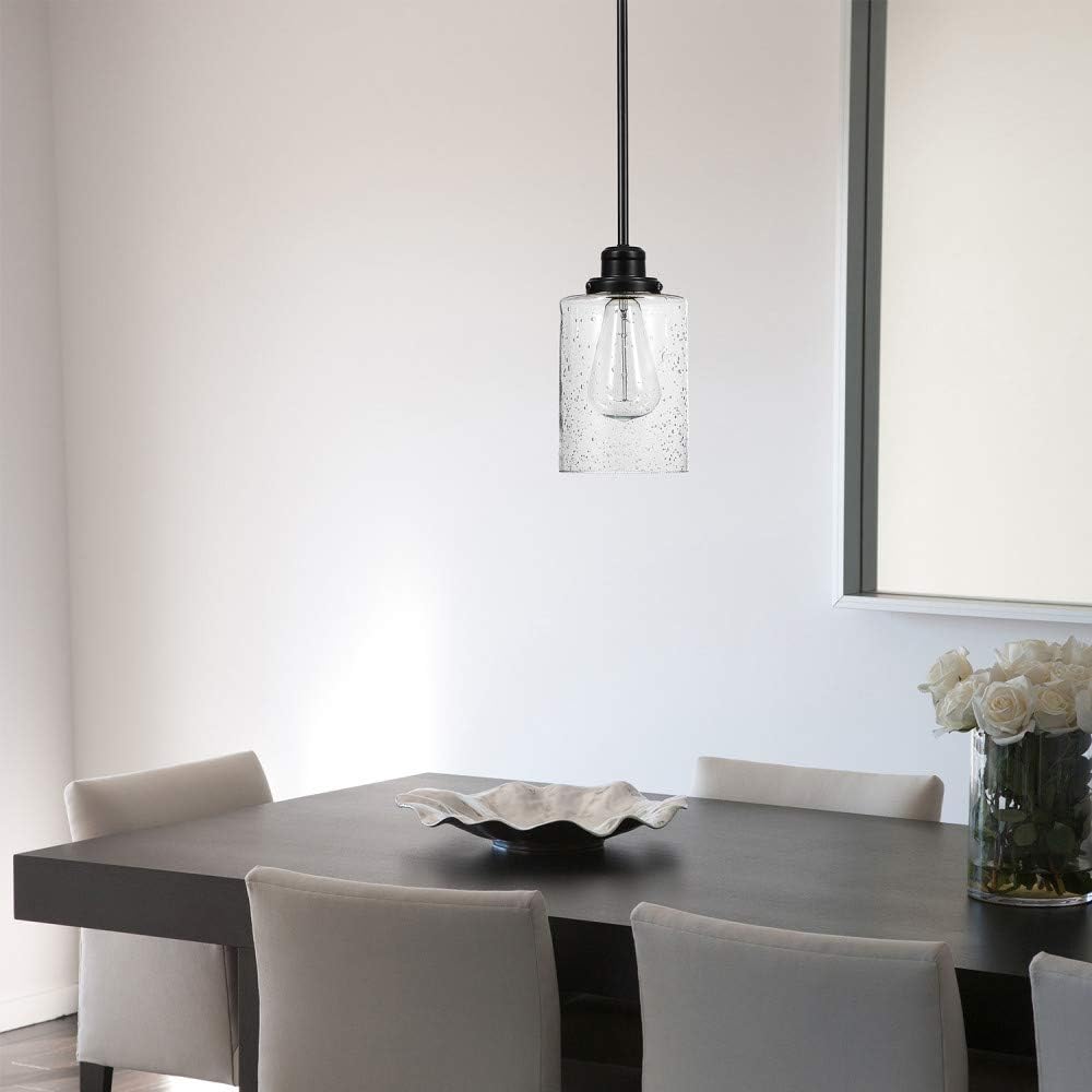 Annecy 57.1" Bronze and Seeded Glass Pendant Light