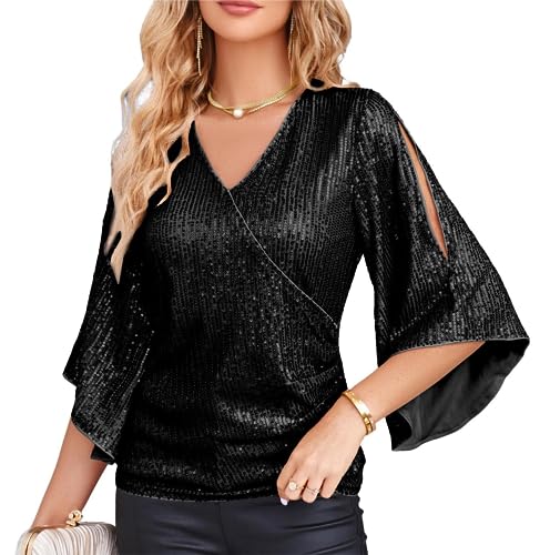 CULEO Bauchtanz-Top Schwarz - Mit Pailletten & Quaste Für Damen