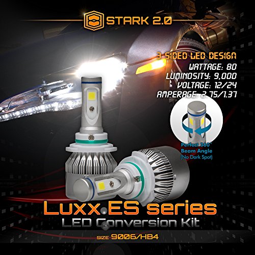 Stark 2.0 Luxx Es Series 80W 9000Lm All-In-One 360° Led Cob-Flip Chip Conversion Kit Cool White 6000K 6K Pair Bulbs Headlight Or Fog Lights - 9006 Hb4 #TOP8