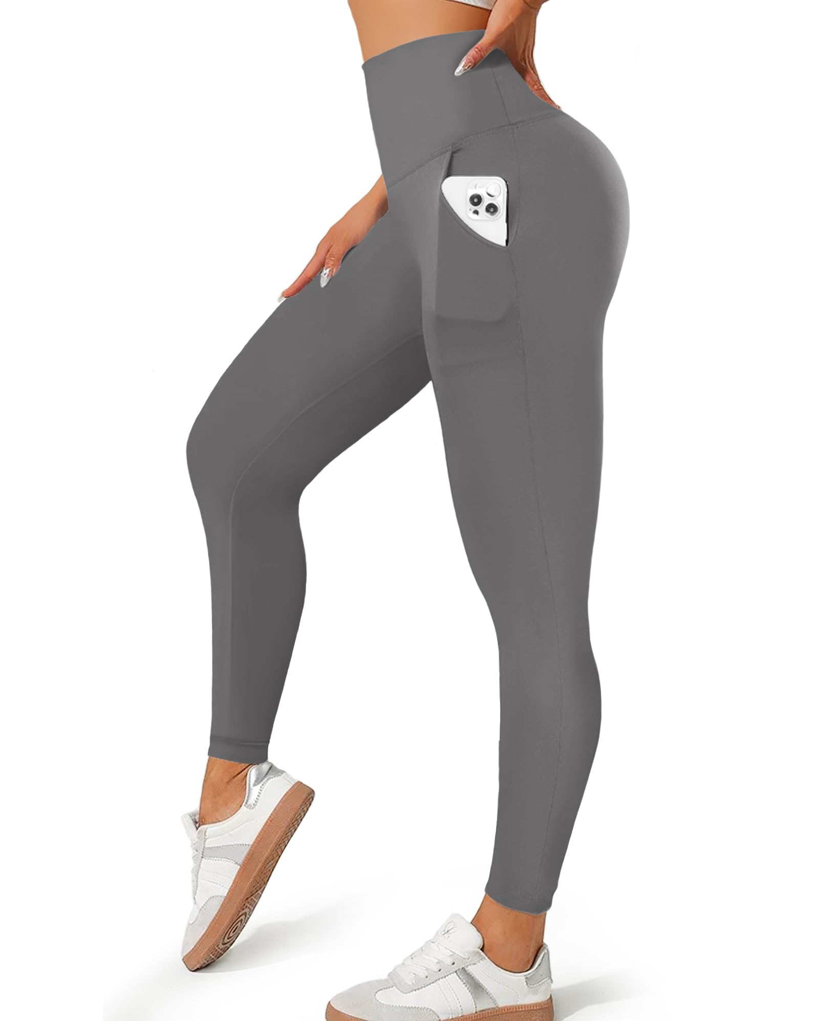 MOREFEEL Leggings with Pockets for Women High Waisted Tummy Control Workout Hip Lift Yoga Pants Activewear
