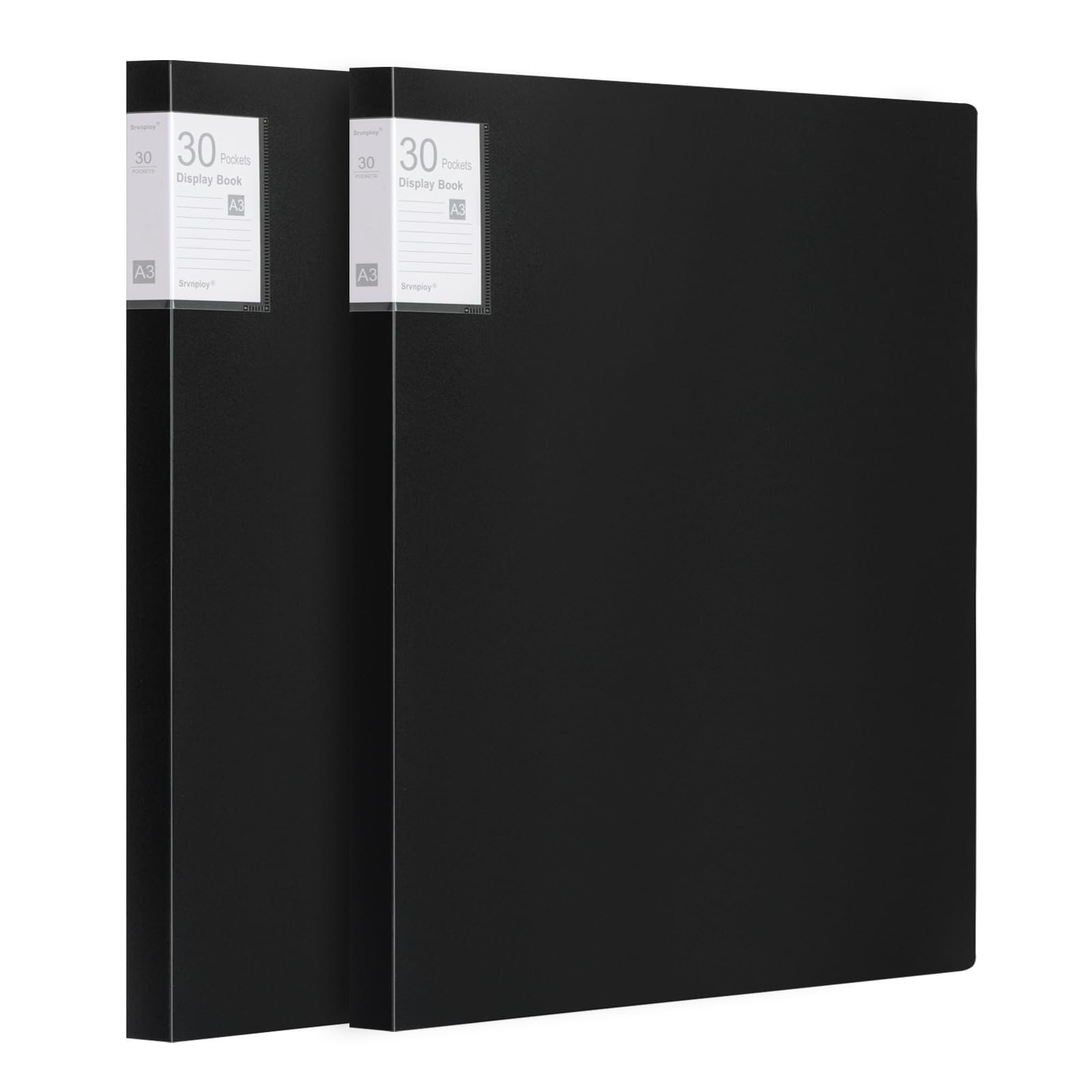 Srvnpioy A3 Display Book 30 Pockets, 2 Pack, 60 Sheet Capacity, Transparent Pockets
