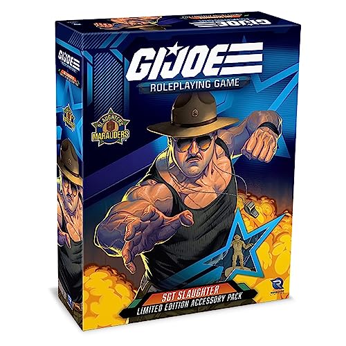 Renegade Game Studios G.I. Joe Roleplaying Game: SGT Slaughter Limited Edition Accessory Pack - Set W/ Miniature, Sourcebooks, Tokens & More, Blue