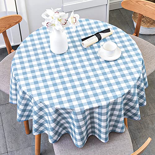 Lukery Impermeable Mantel Redondo Mantel Antimanchas, PVC Mantel Lavable Poliéster Mantel Mesa Redonda para Cocina Comedor Fiestas Picnic (Diámetro 120cm,Azul Claro)