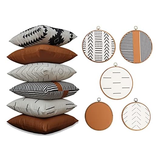 EFOLKI Boho Throw Pillow Covers for Couch and Bed 18x18 Set of 6 and 5 pcs wall art decor, vintage Boho farmhouse home kitchen bathroom office bedroom living room wall decor, Aesthetic room decor Text