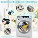 Kids Toy Washing Machine, Realistic Pretend Play Appliance for Girls, Interactive Toy Dollhouse Furniture, Play Washer and Dryer Playset with Spinning Drum, Light & Sound Effects, Laundry Basket Set