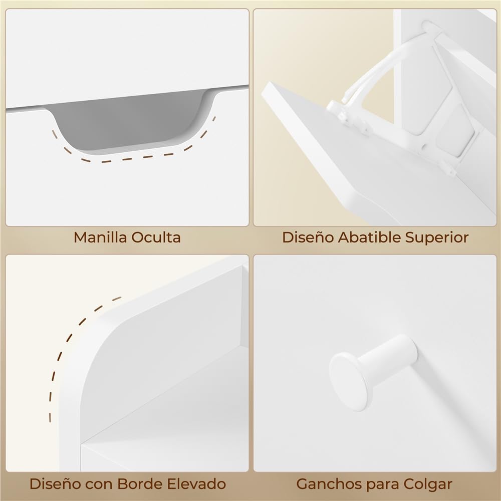 Yaheetech Zapatero Estrecho Mueble Entrada Recibidor con 4 Puertas y 2 Compartimento Abierto Zapatero Moderno Autoportante Armario de Madera Pasillo 100x17x108 cm Blanco