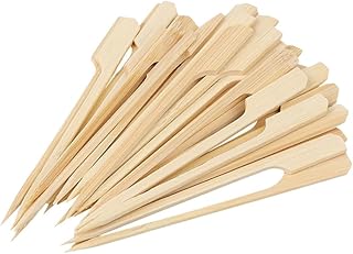 200 Pcs 9 cm Flat Wooden BBQ Skewers Wood Paddle Skewers Fruit Skewer Sticks Sharp Appetizer Toothpicks Grilling Wooden Sticks Cocktail Drink Picks Charcuterie Food Picks for Barbecue