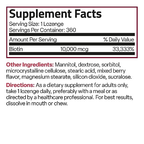 image for Bronson Biotin 10,000 MCG Lozenges Fast Dissolve High Potency Supports