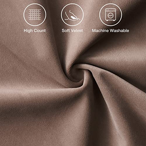 Top Finel Taupe Euro Pillow Covers 26 X 26 Inch Soft Velvet Cushion Case With Pom-Poms Accent Square Large Pillowcase For Bed Living Room Sofa 65 X 65Cm, Rustic Boho Farmhouse Home Decor, Pack Of 2 #TOP1