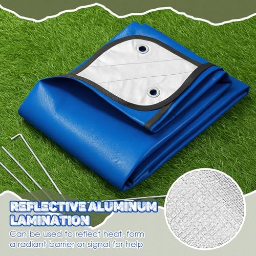 Image of Kingdder 2 Pcs Heavy Duty Emergency Blankets for Survival Camping Blanket Insulated Tarp 60 x 82 Inches Outdoor Waterproof Thermal Reflective Tarp Tent Insulation for Camp Hiking Picnic
