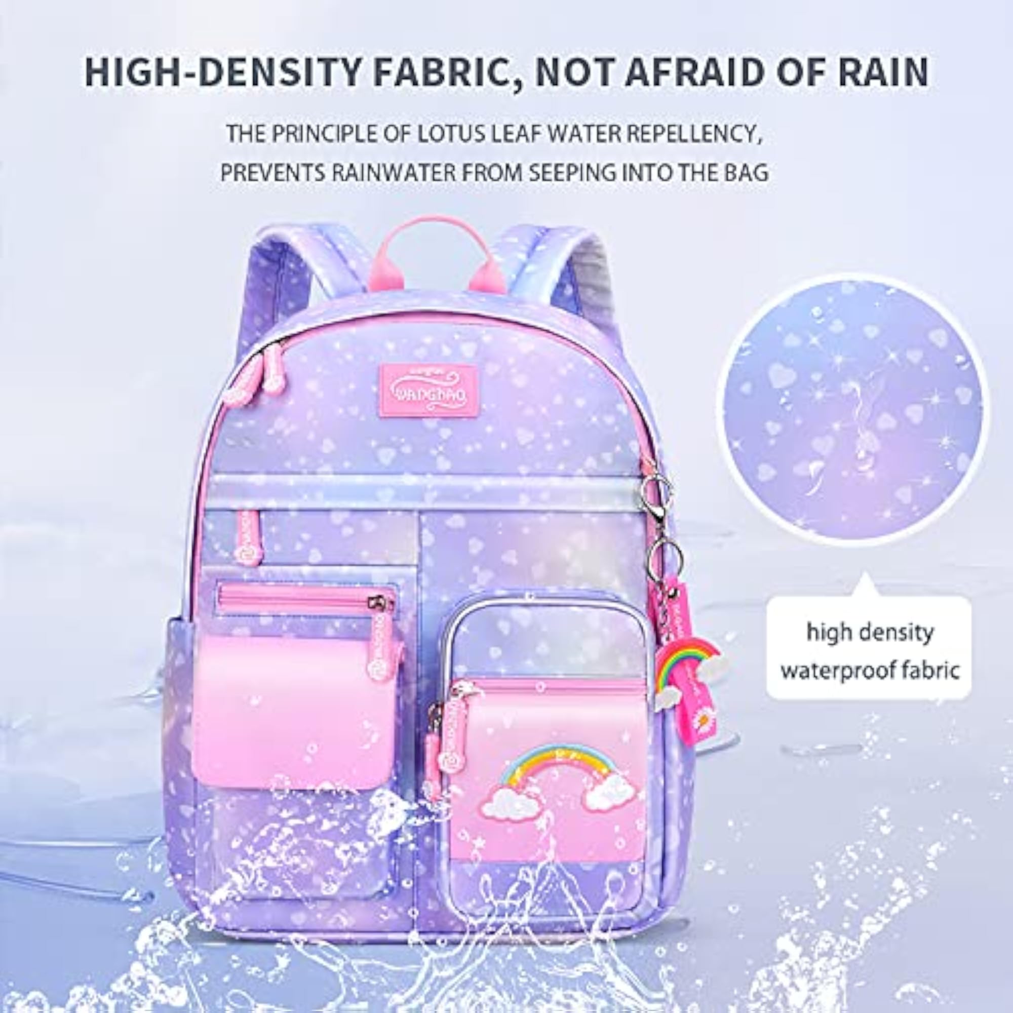 Unicorn School Backpack for Kids, Big Rainbow Capacity