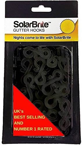 Solar Brite Mini Gutter Hooks Multi Pack for Securing Lights to Guttering (Black)