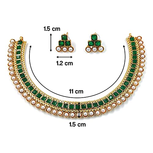 Image of I Jewels Gold Plated Traditional White Choker Necklace Jewellery Set For Women /Girls (MC119)