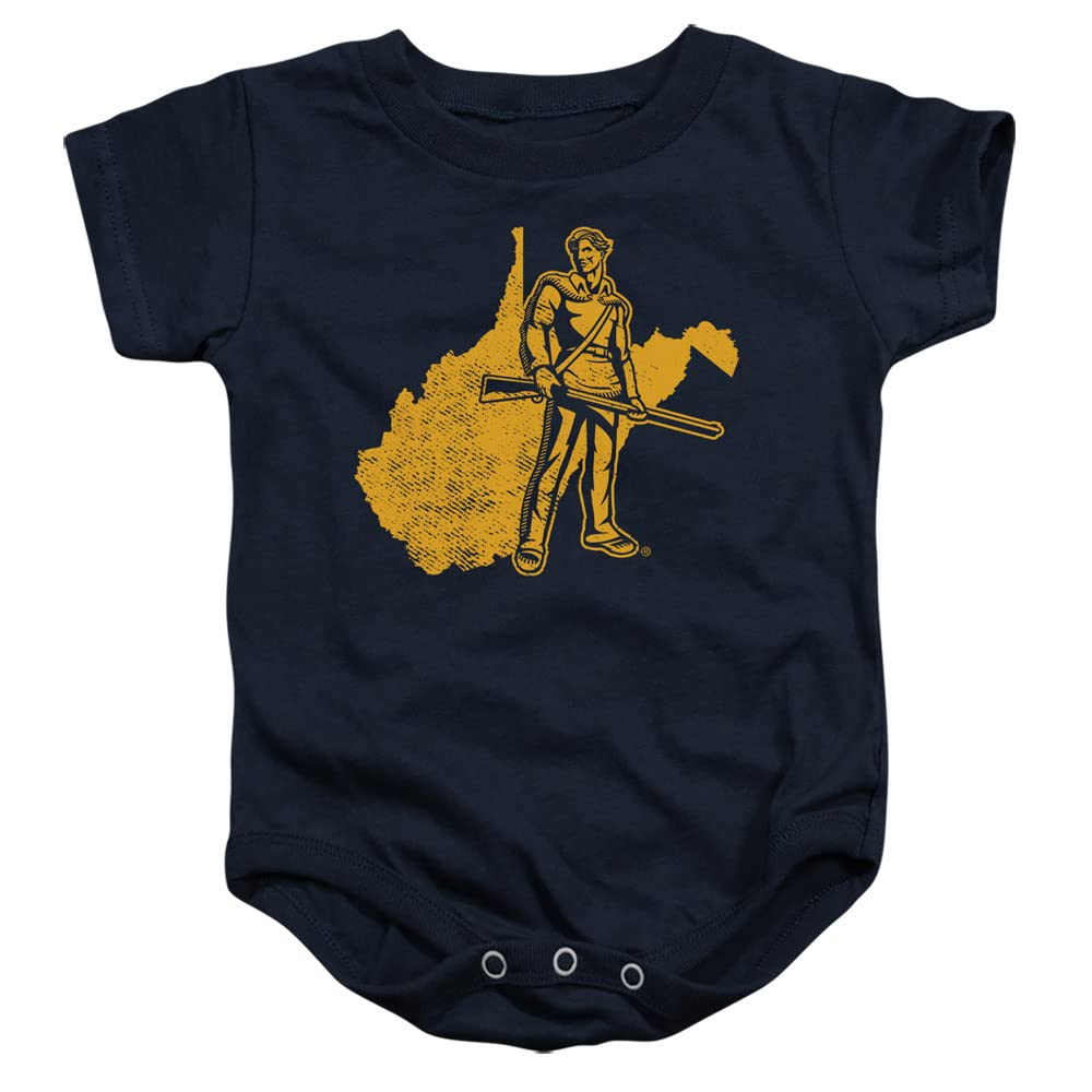 West Virginia University Official State Shape Unisex Infant Snap Suit for Baby,Navy, 24 Months