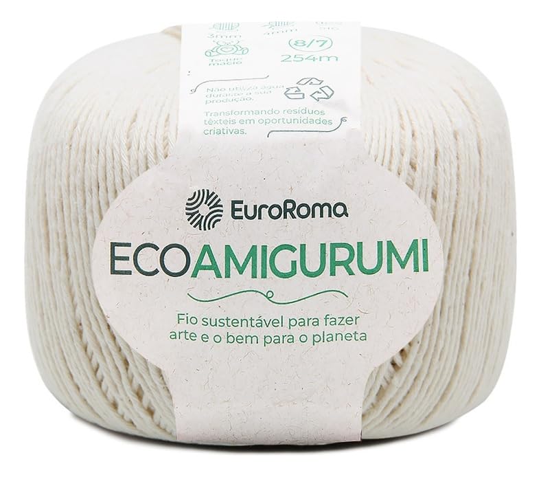 Linha para Crochê, Ecoamigurumi, Cru, 8/7 Fios, 160 grs, 254 mts, Euroroma