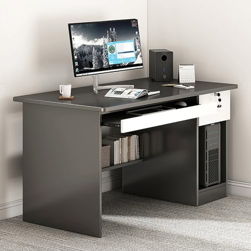 Escritorio para juegos con cajones de bloqueo, mesa de computadora ajustable para oficina en casa y dormitorio, versátil estación de estudio y juegos