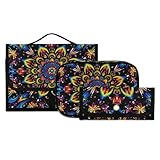 Neceser colgante de viaje para maquillaje, 3 piezas, diseño de mandala de color arcoíris, organizador portátil transparente
