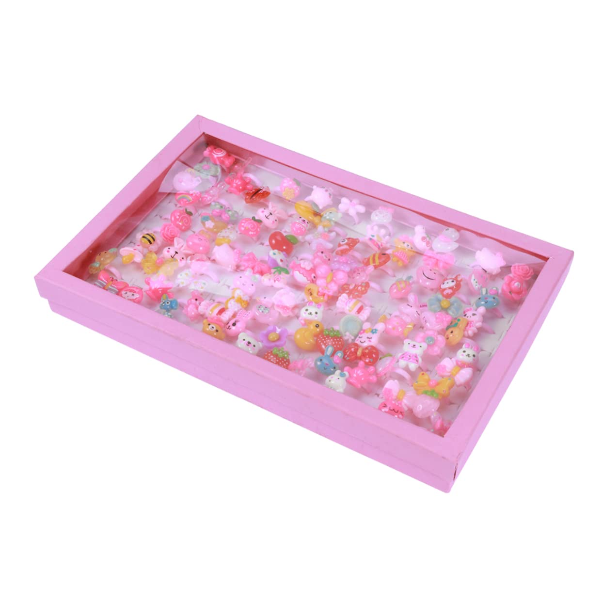 SAFIGLE 100pcs Kids Ring Rings for Kids Colorful Rings Cartoon Rings Child Girl Set