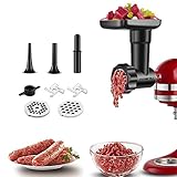 Meat Grinder Attachment for Kitchenaid Stand Mixers, Cofun Food Grinder Accessory Including 2 Grind Plates, 2 Sausage Sausage Stuffer Tubes, 2 Grinding Blades and Cleaning Brush for KitchenAid