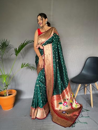 Rang Priya green paithani silk saree – image 2