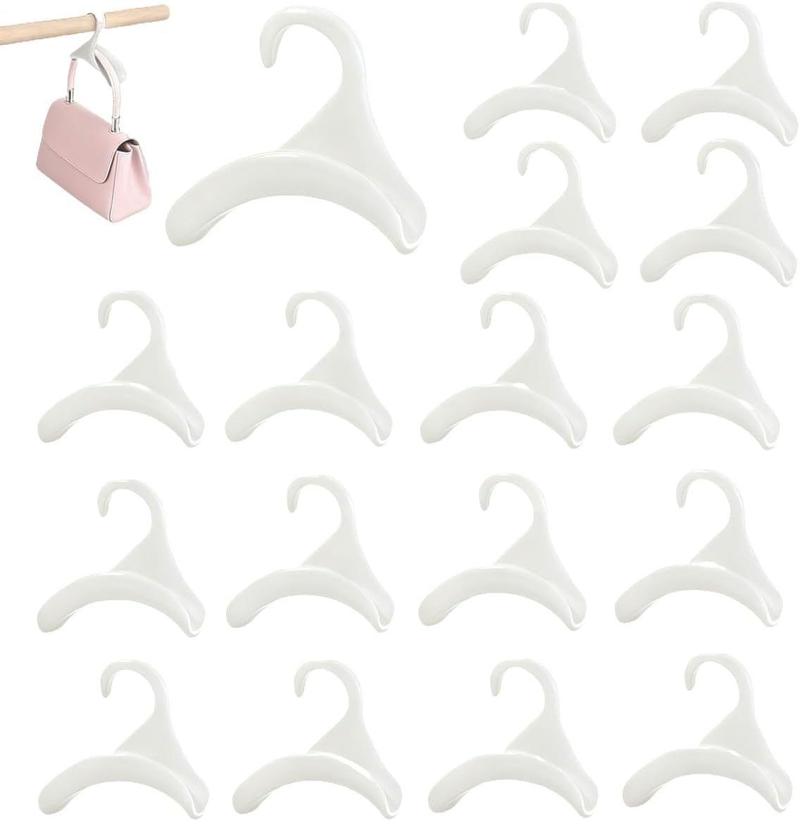 16 Pcs Purse Hanger Hook Acrylic White Bag Organizer Tote Hanger Closet Organizer Storage for Storing Tie Handbags Belt Tote Bag Satchels(White)