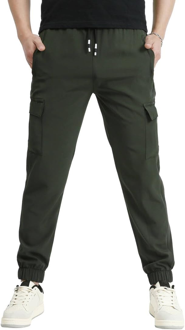 Boys Cargo Joggers Pants Outdoor Youth Quick Dry Hiking Pants Lightweight Athletic Pants with Zipper Pockets