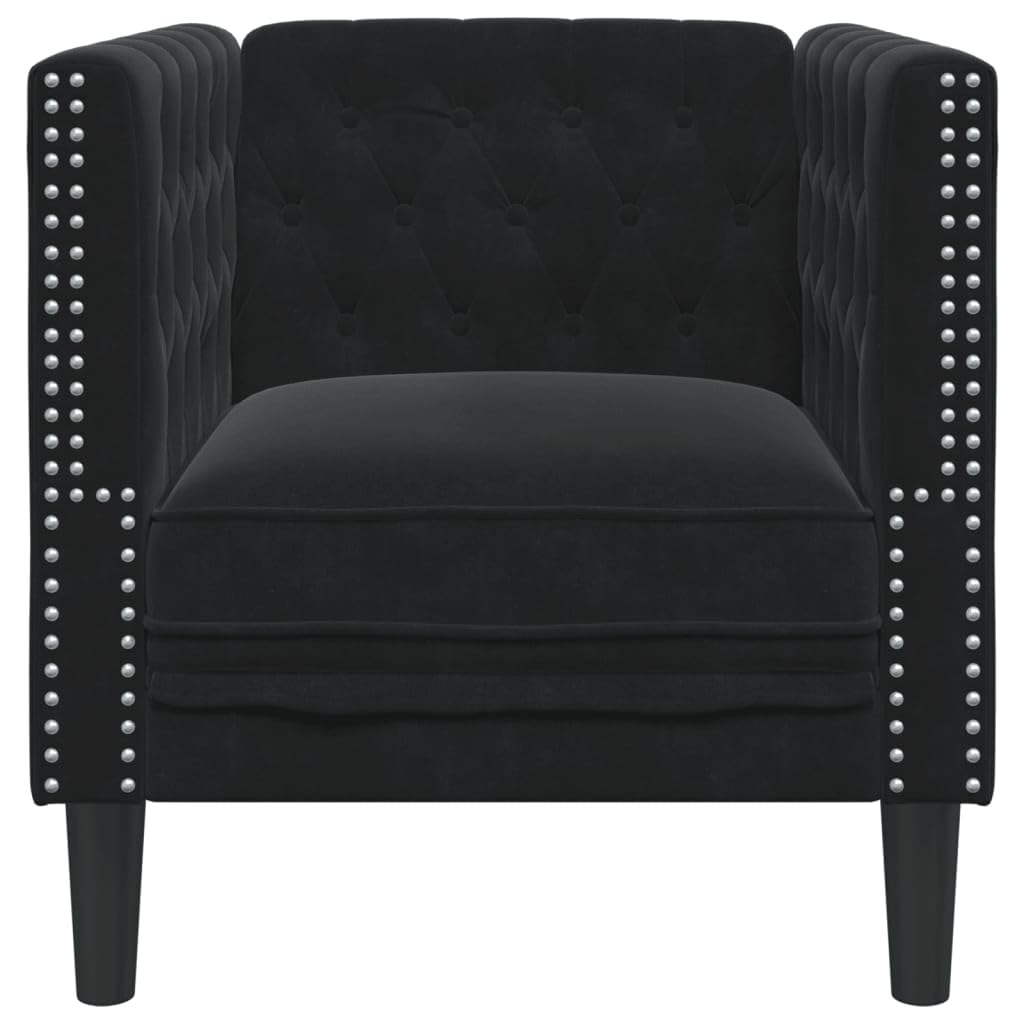 vidaXL Chesterfield Sessel, Loungesessel mit Knopfheftung, Polstersessel Relaxsessel für Wohnzimmer, Clubsessel Cocktailsessel Sofa, Schwarz Samt