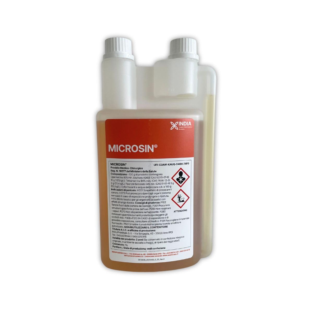India MICROSIN INSETTICIDA A BASE DI PIRETROIDI USO CIVILE Mosche Zanzare (1 Litro Giusta Dose)