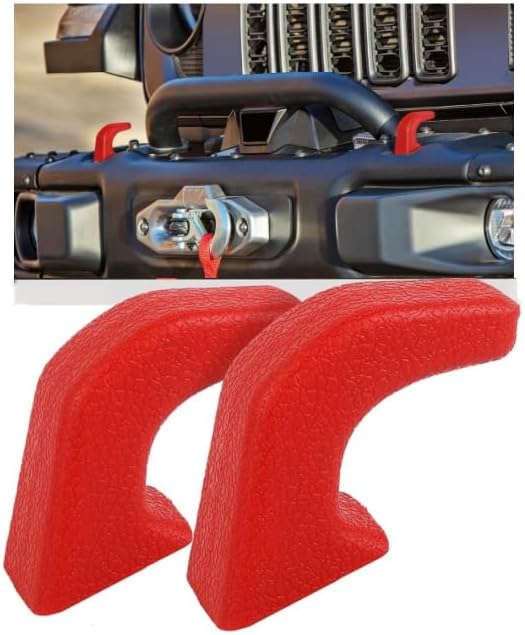 JWWY Tow Hook Protector Cover for Jeep Wrangler JK JL & Gladiator JT 4xe | Bumper Tow Trailer Hitch Receiver Cover Towing Hitch Rubber Sleeve Cover for 2006-2026 Jeep Exterior Accessories 2pcs Red