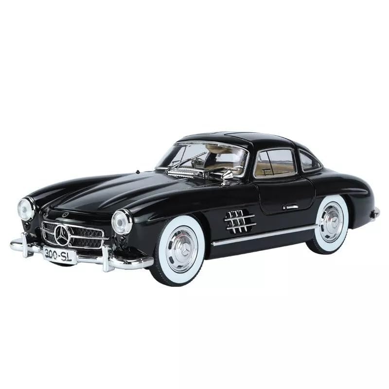Image of BlackZone 1955 Marcedes- 300sl Vintage Model, 1 /24 Toy Car with Sound and Light Function, Children's Toy Model Car with Pullback Function, Collector's Quality (1:24 Black-01)