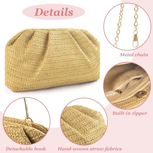 Image of ERKOON Clutch Purse for Women Elegant Pleated Evening Bag Crossbody Shoulder Handbag Envelope Bag with 2 Detachable Chain