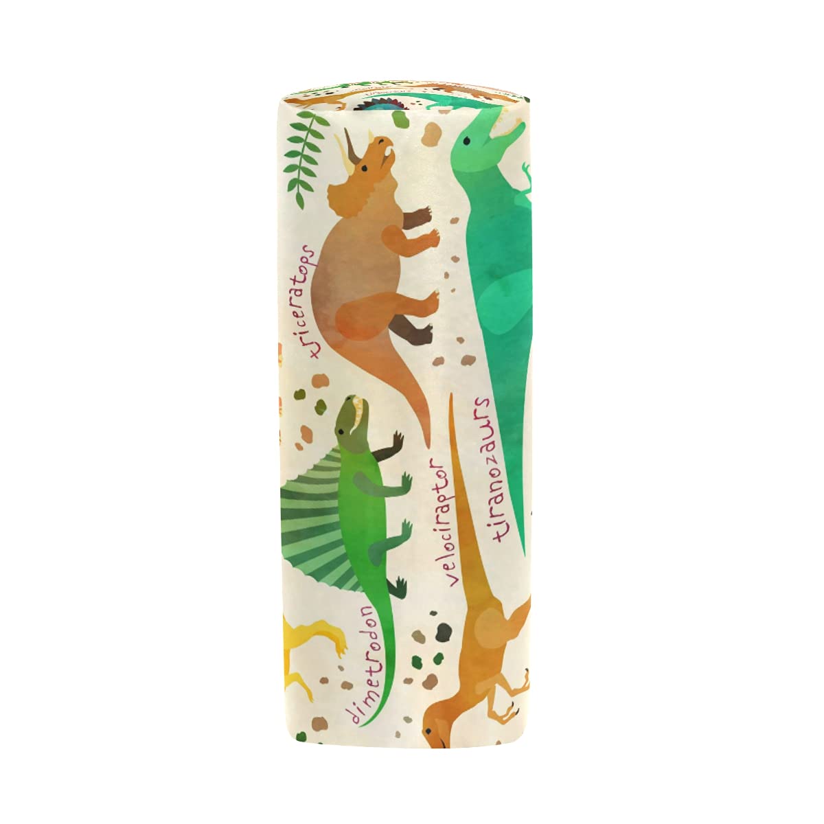 Trousse Scolaire Ronde Pour Enfants - Motif Dinosaure Tropical - Fournitures Stylos - Polyester