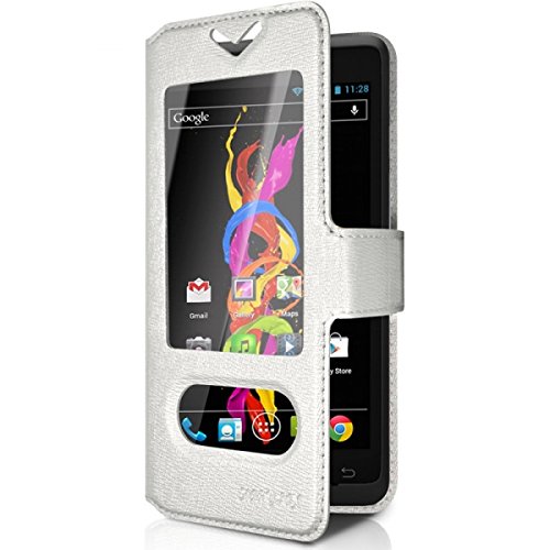 Seluxion – Carcasa – Funda S View Universal S color blanco para Archos 40 C Titatium