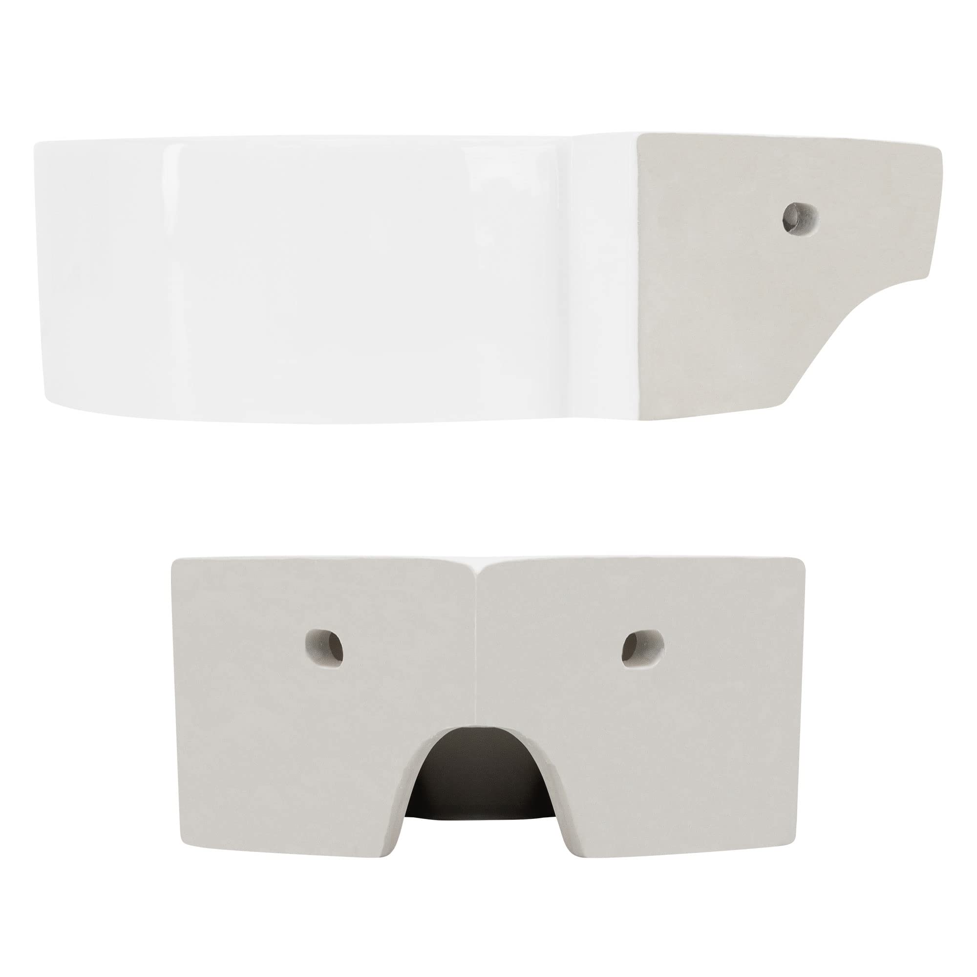 ML-Design Lavabo ad Angolo d'Appoggio in Ceramica Bianco Rotondo 45 x 36 x 13 cm Lavandino Angolare a Parete con Troppopieno Foro per Rubinetto Scarico Lavamani Design Moderno Lavello incl. Piletta
