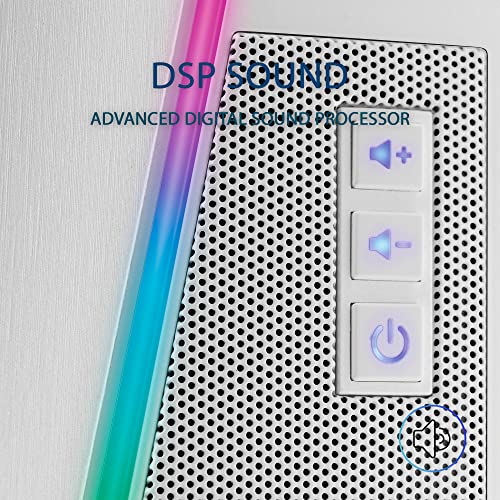 Mars Gaming MS7W, RGB Luidsprekers, Bluethooth 5.0 + Jack 3.5, DSP Sound 20W, Wit - Afbeelding 5