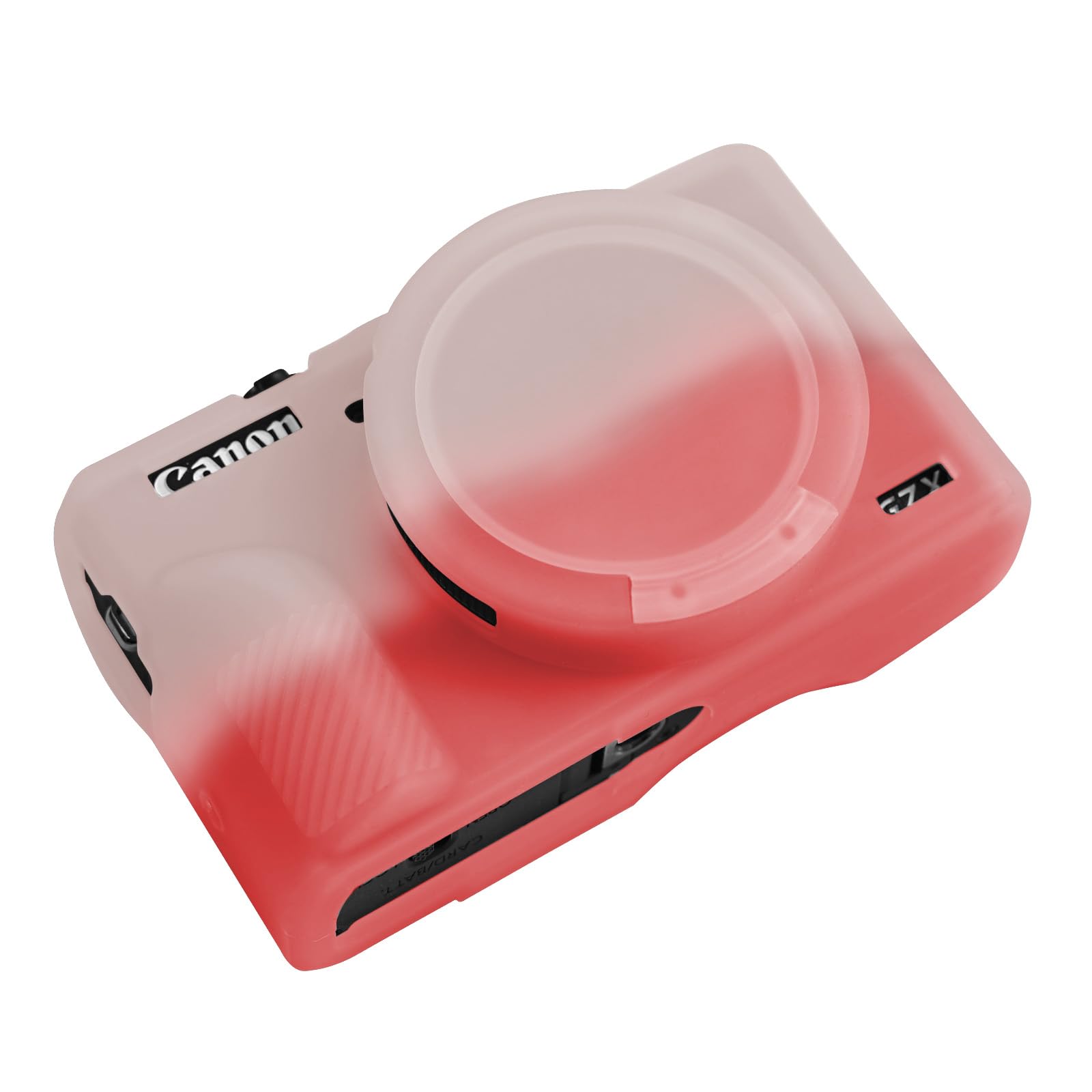 G7X Mark III Case, Soft Silicone Protective Case Cover for Canon Powershot G7X Mark III Digital Camera, Durable Camera Body Skin Protector with Removable Lens Cover, White Red