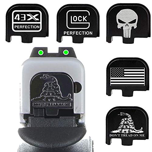 3D Aluminum Rear Cover Slide Back Butt Plate for Sub/Compact Glock 43/43X/48, Don't Tread ON ME (3D)