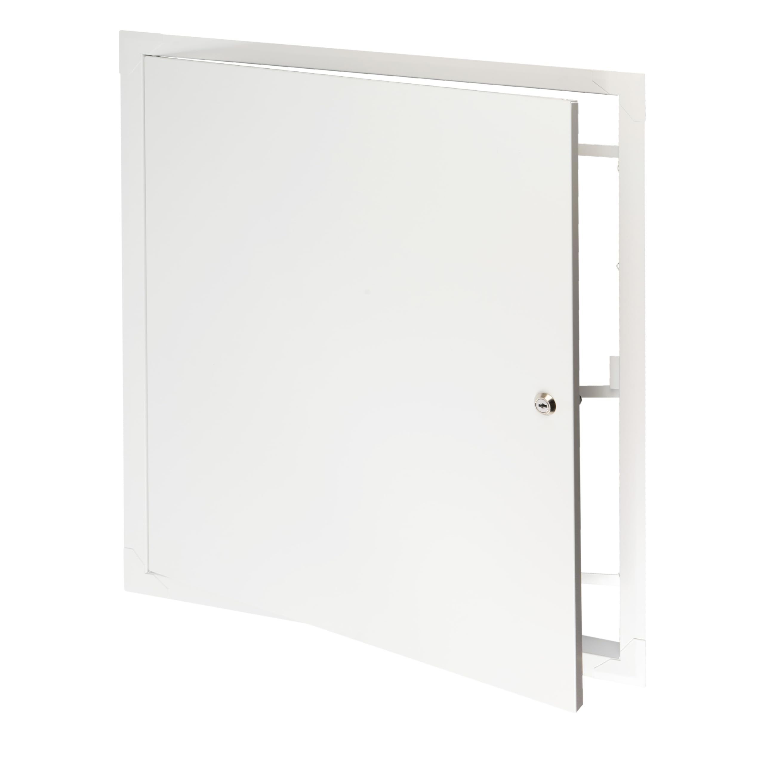 Panel de acceso de metal blanco con cerradura de 50,8 x 61 cm. Panel de puerta de eje de servicio con llave. Plomería, electricidad, calefacción, alarma, panel de acceso a la pared para