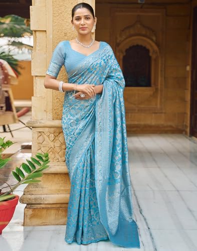 Image of SIRIL Women's Jacquard Kanjivaram Soft Silk Saree Pure Silk With Unstitched Blouse Piece