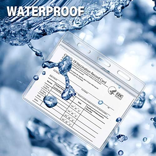 CDC Vaccination Card Holder, Waterproof Sealable Clear Plastic Horizontal ID Card Holder for 4 X 3 to 4.5 X 3.5 Inches Vaccination Immunization Card, Work ID, Key Card, Driver's License (5 Pack)