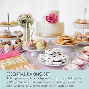 Chicago Metallic Professional Non-Stick 8-Piece Bakeware Set, Silver Chicago Metallic Professional Non Stick 8 Piece Bakeware Set Silver