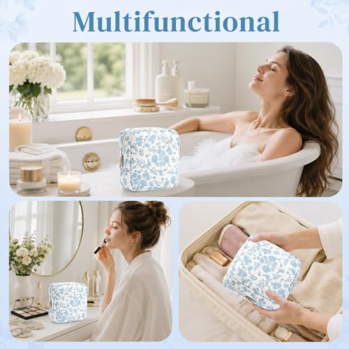 Image of MAYCREATE Small Quilted Cotton Makeup Bag Mini Portable Cosmetic Pouch