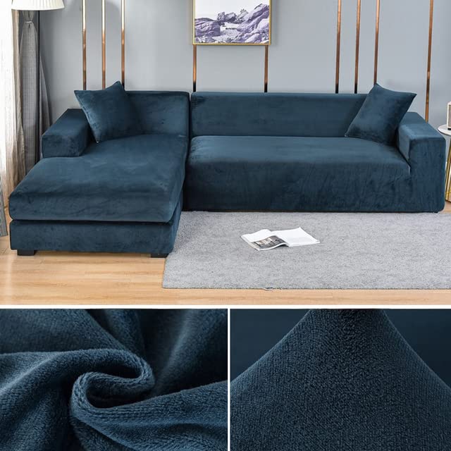 Housse de canapé 3 places élastique extensible et épaisse en fourrure pour grand salon
