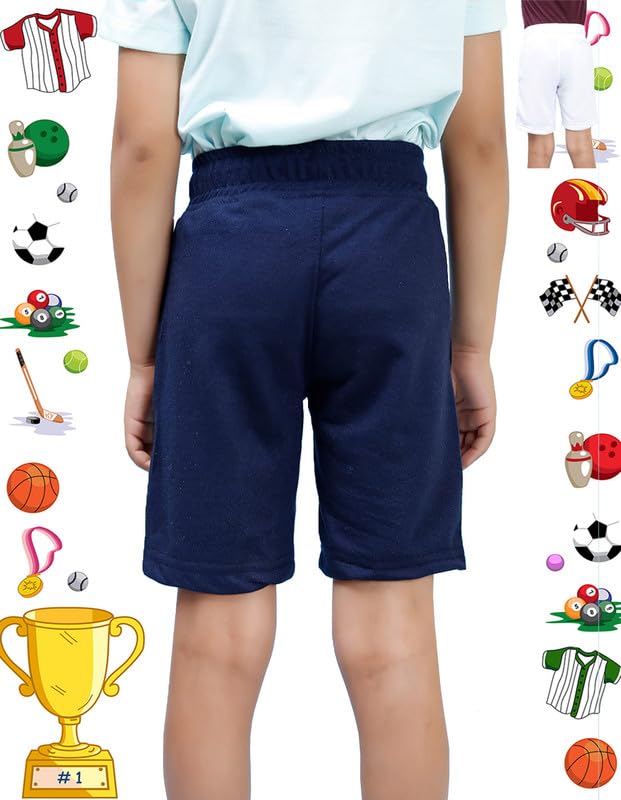 Image of Nusyl Solid & Printed Cotton Blend Shorts for Boys | Comfortable Casual Shorts | Soft Breathable Fabric with Elastic Waistband | Relaxed Fit | 2-16 Years | Multiple Colors