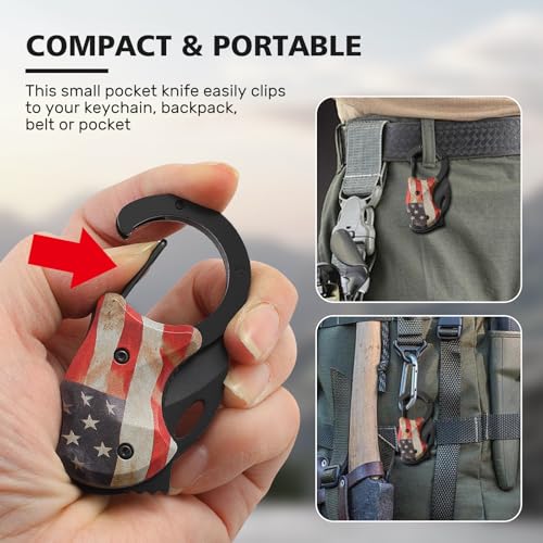 Image of VIRENKNIFE Folding Pocket Utility Knife,Small Pocket Knife with 1.38''Sharp Blade, EDC Knife for Men Women,Mini Keychain Box Cutter for Everyday Carry,Great Gift for Men (USA Flag)