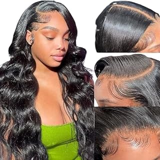 200% Density Body Wave Lace Front Wigs Human Hair 24 Inch, 13X4 HD Transparent Lace Body Wave Frontal Wigs for Black Women, Glueless Body Wave Human Hair Wigs Pre Plucked with Baby Hair Natural Black