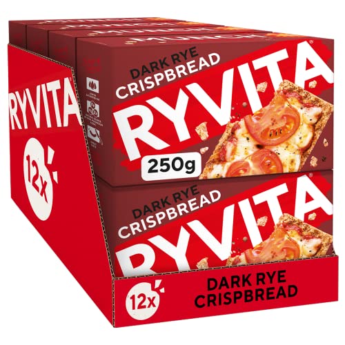 Ryvita Dark Rye Crispbread Low Fat Healthy Snack High in Fibre 12 PACKS of 250g