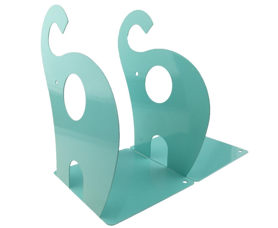 Fermalibri Elefante Per Bambini NC | Coppia 19x12 Cm In Metallo Colorato Con Base Antiscivolo
