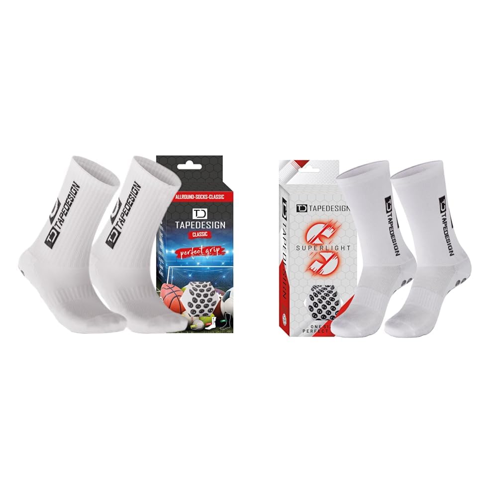 Tapedesign Unisex Allround Classic Socken, Weiß, Einheitsgröße EU & Superlight - 1 Paar Rutschfeste