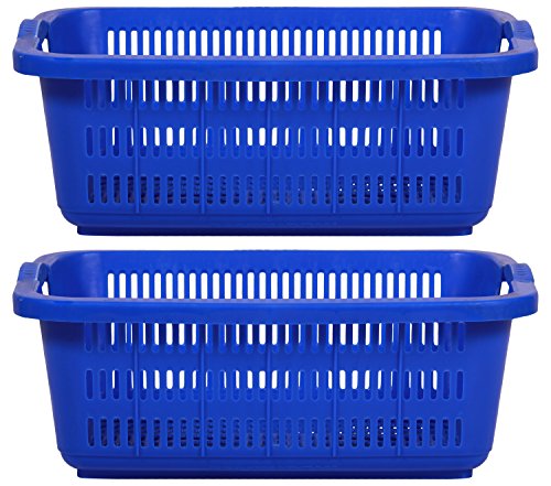 Samruddhi Plastic Crate (37.3 cm x 27.4 cm x 13.4 cm, Blue, Pack of 2,Plastic)